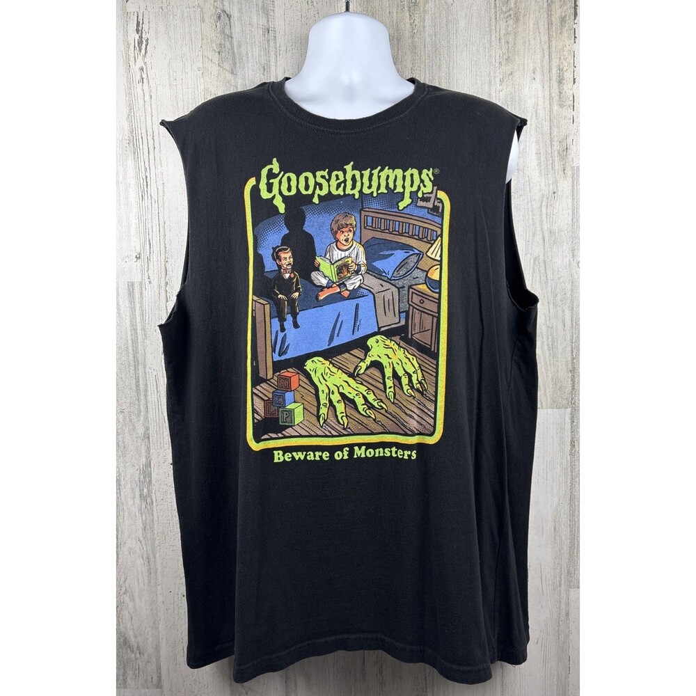 Goosebumps “Beware Of Monsters” 90s Cartoon T-Shirt XL (24”x30”) *SLEEVES CUT*